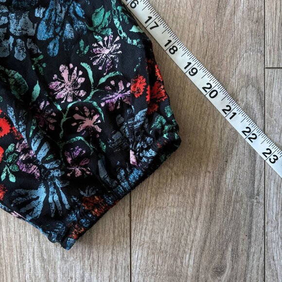 Knox Rose Floral Wide Leg Puff Sleeve Black Jumpsuit with Pockets Size XL - Picture 8 of 15